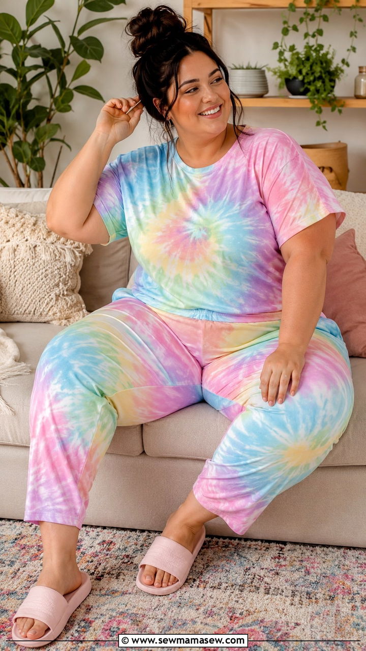 Plus Size Tie Dye Pajama Set - 30 Plus size pajama outfit ideas