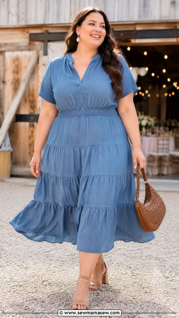 Plus Size Tiered Dress Wedding Guest Outfit - 30 plus size summer wedding guest outfit ideas