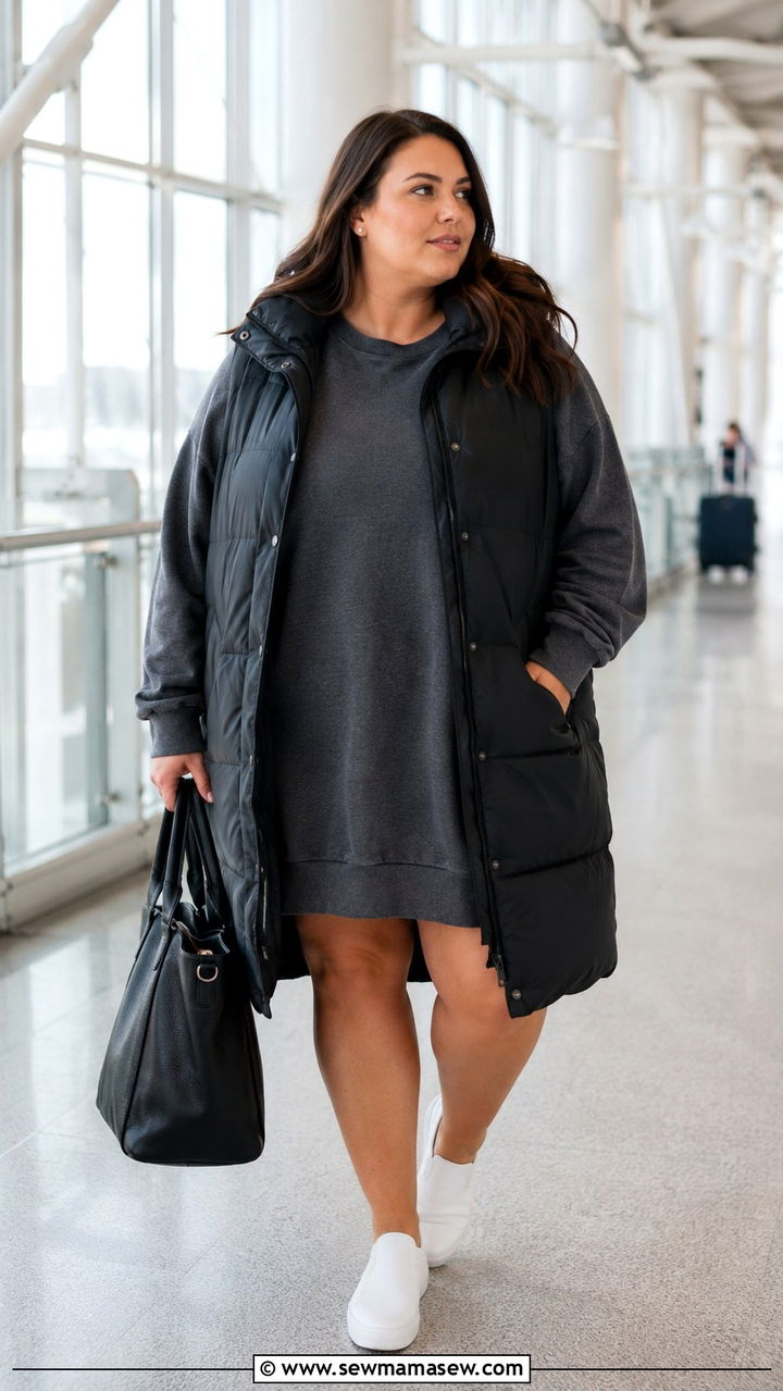 Plus Size Travel Outfit With Denim Shorts and Linen Button Down - 30 Travel outfit ideas plus size