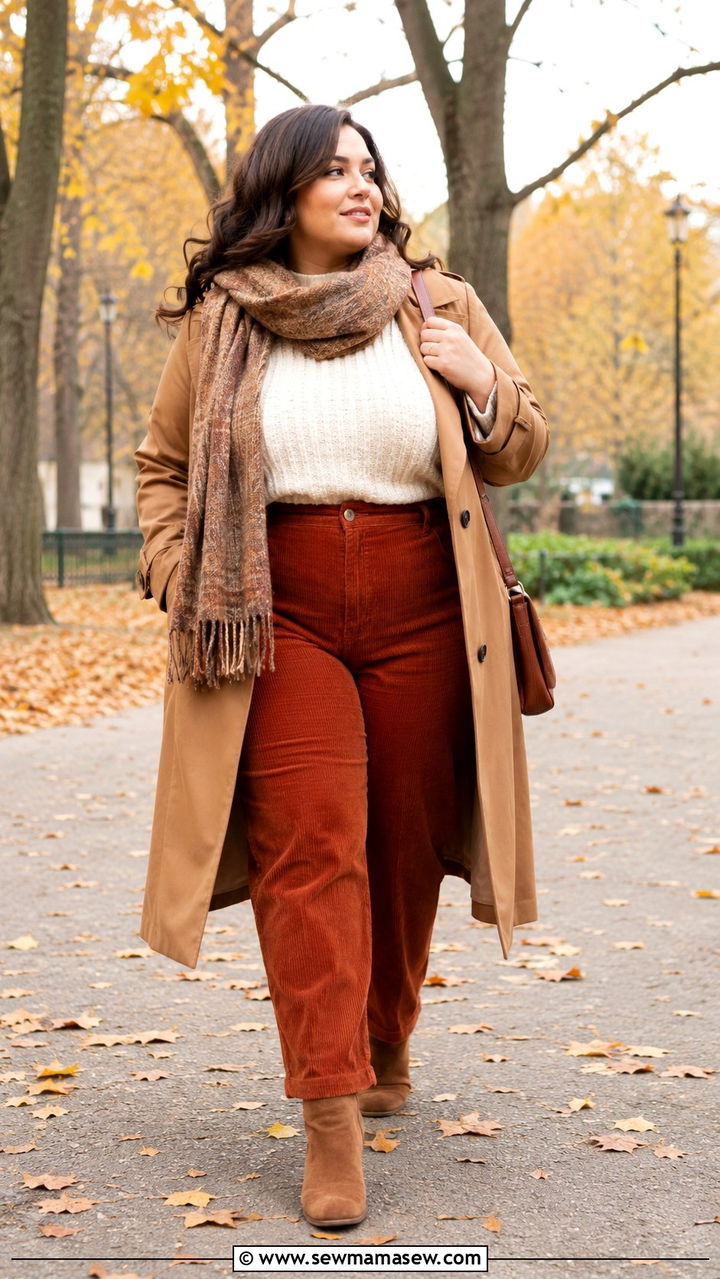 Plus Size Trench Coat With Corduroy Pants - 30 Plus size outfit ideas with trench coat
