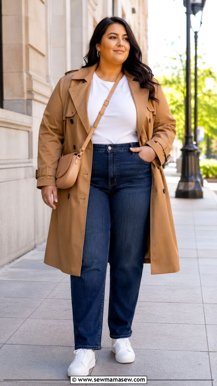 Plus Size Trench Coat With Jeans - 30 Plus size outfit ideas with trench coat