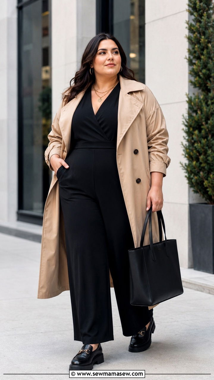 Plus Size Trench Coat With Jumpsuit - 30 Plus size outfit ideas with trench coat