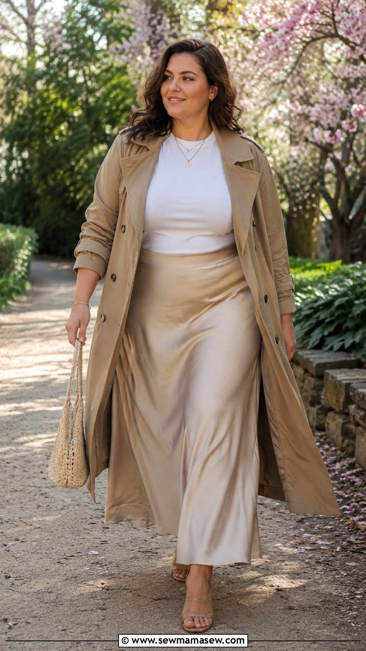 Plus Size Trench Coat With Maxi Skirt - 30 Plus size outfit ideas with trench coat