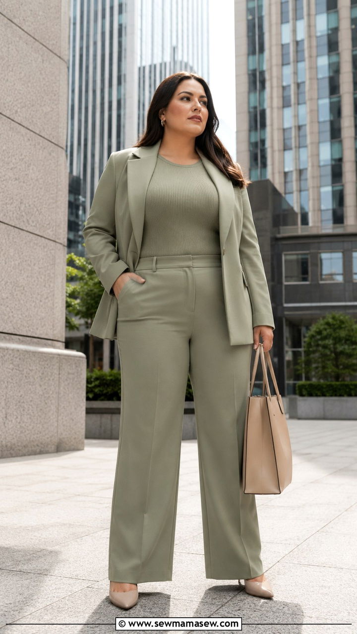 Plus Size Trouser Suit and Pointed Heels Outfit - 20 Plus size outfit ideas size 12