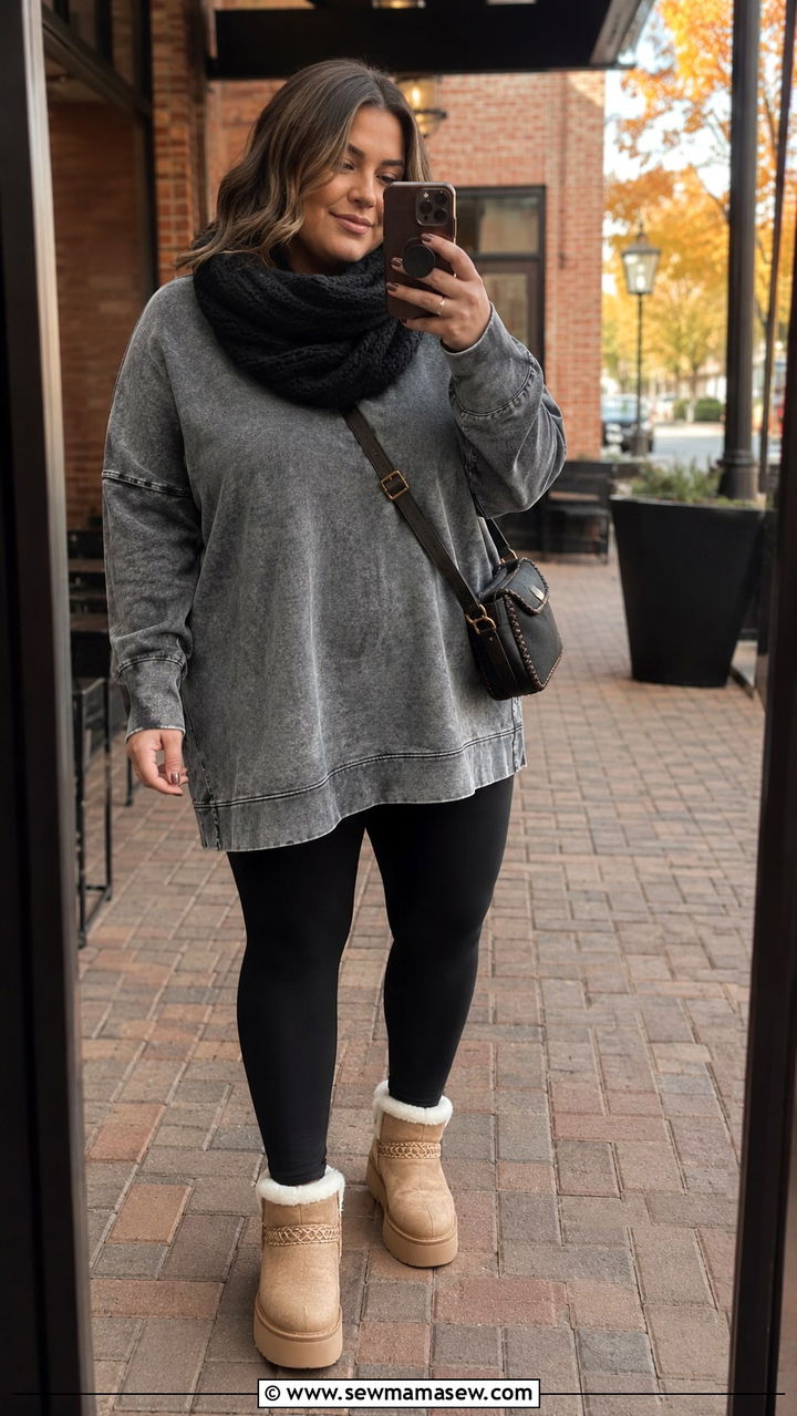 Plus Size Tunic Sweatshirt and Leggings - 30 Plus size loungewear outfits