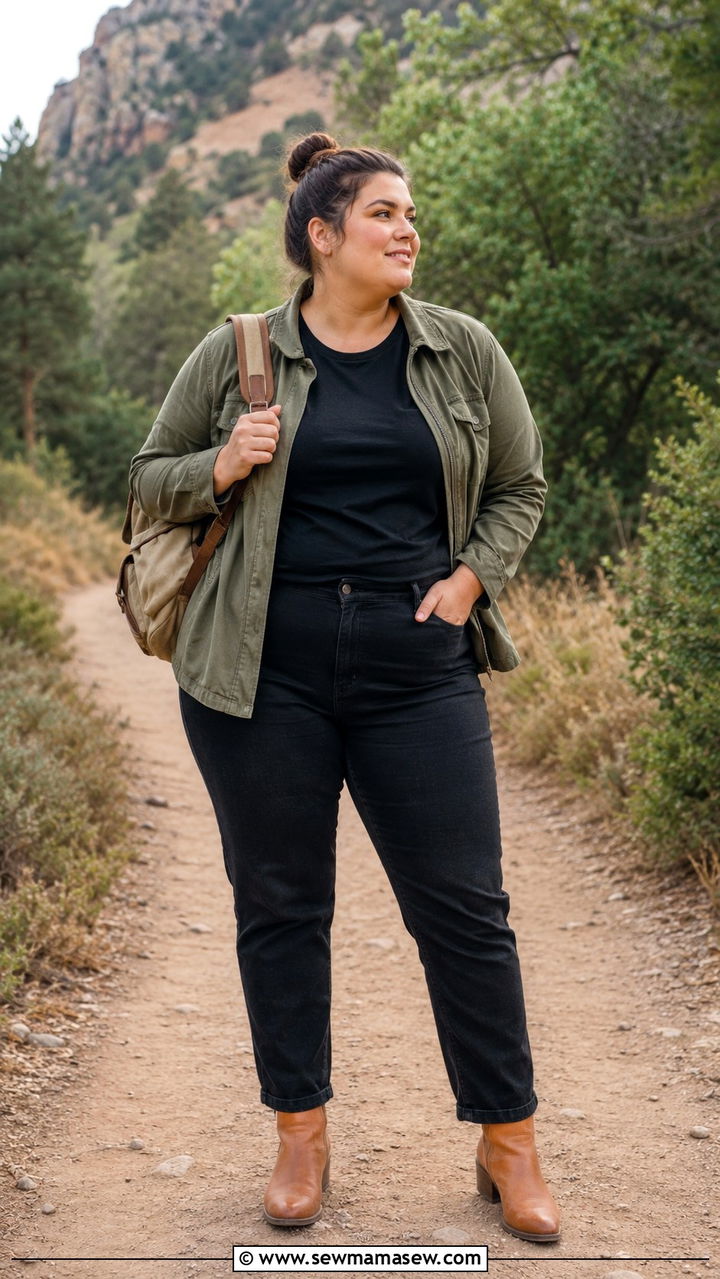 Plus Size Utility Jacket and Black Basics - 30 Minimalist outfits plus size