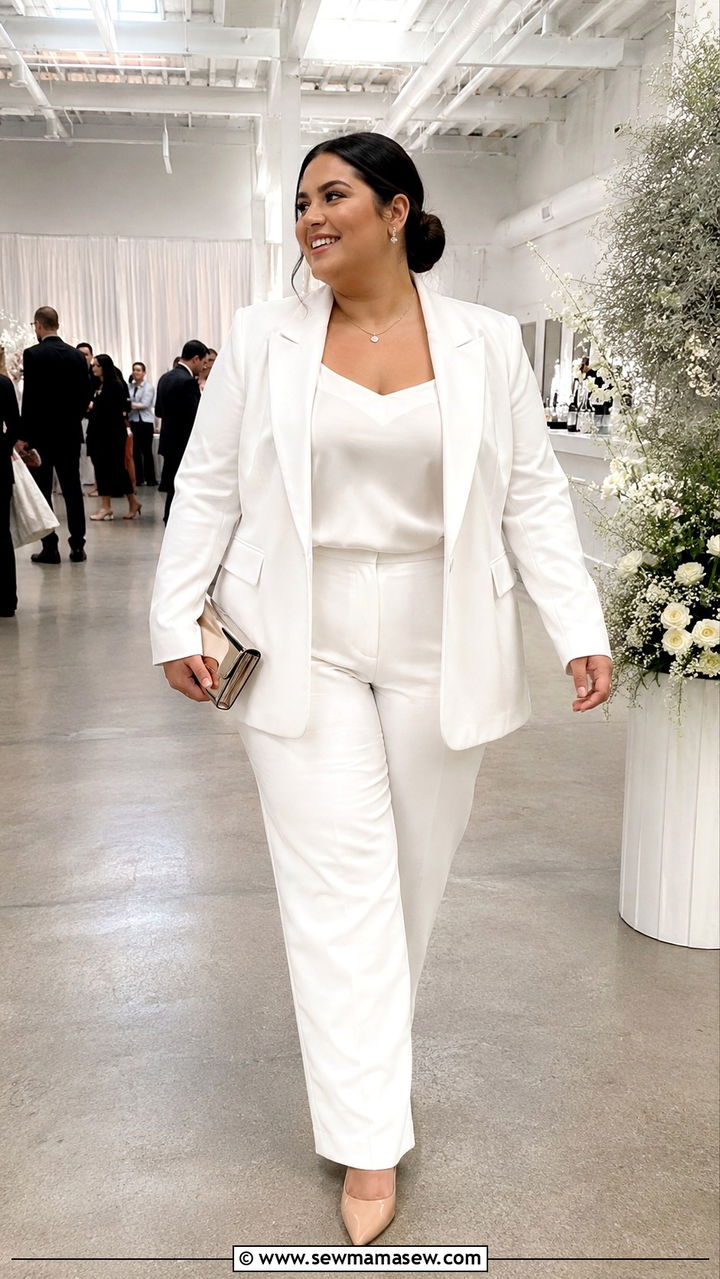 Plus Size White Suit Graduation Outfit - 30 Plus size graduation outfit ideas