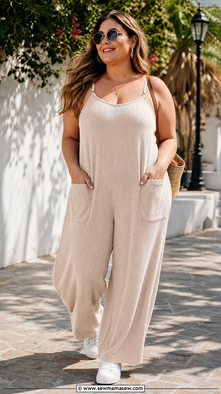 Plus Size Wide Leg Jumpsuit Loungewear - 25 Loungewear outfit ideas plus size