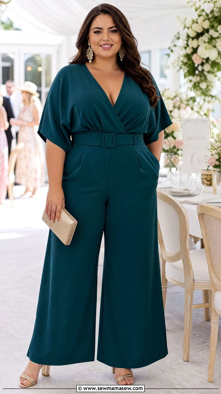 Plus Size Wide Leg Jumpsuit With Heels - 30 Plus size outfit ideas for brunch