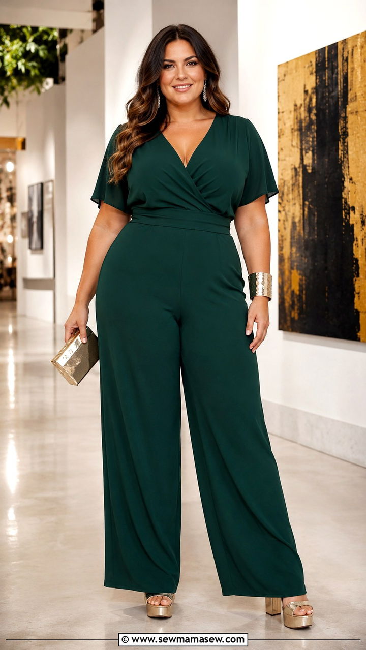 Plus Size WideLeg Jumpsuit Wedding Guest Outfit - 25 Wedding guest outfit ideas size 20