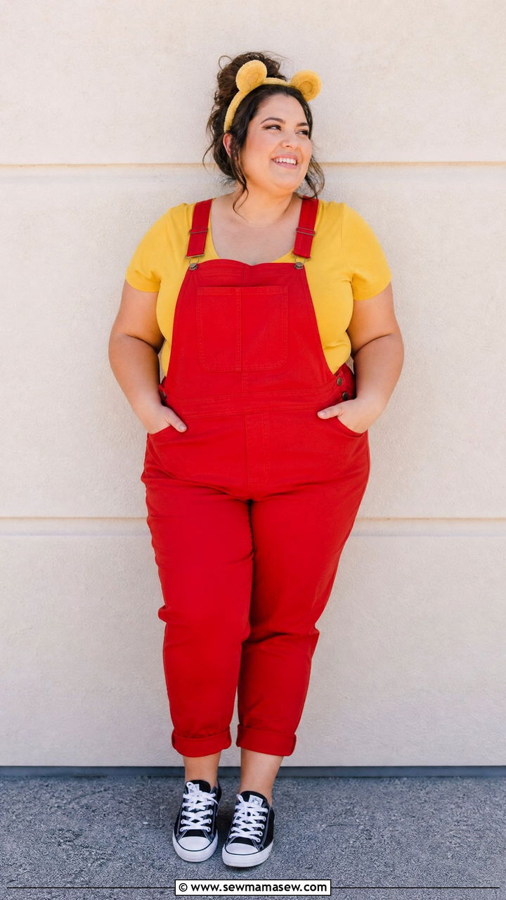 Plus Size Winnie the Pooh Red Overalls Outfit - 30 Plus size Disney outfit ideas