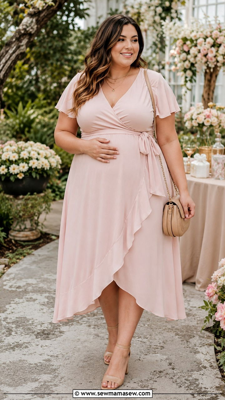 Plus Size Wrap Dress Baby Shower Outfit - 30 plus size baby shower outfit ideas