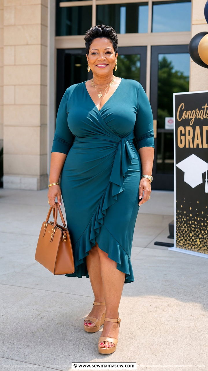 Plus Size Wrap Dress For Graduation - 35 Graduation outfits for women over 40