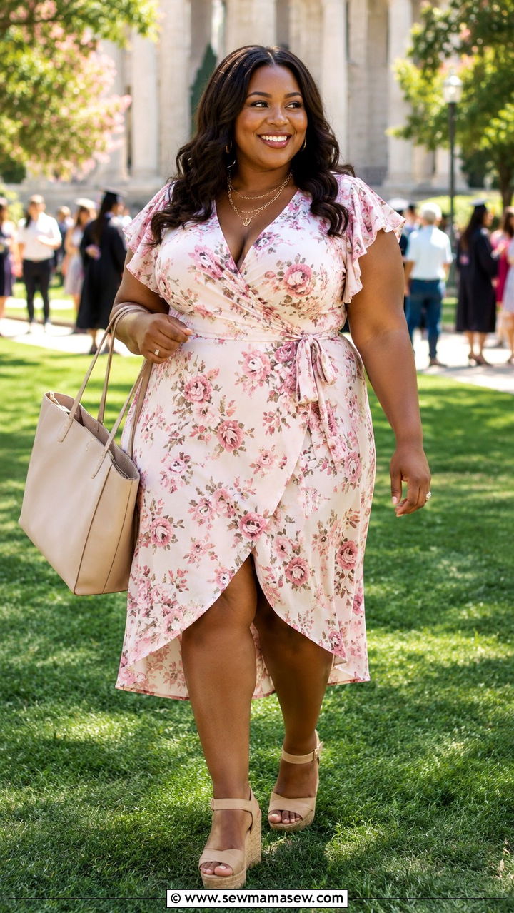 Plus Size Wrap Dress Outfit For Graduation - 30 Graduation outfit ideas for plus size