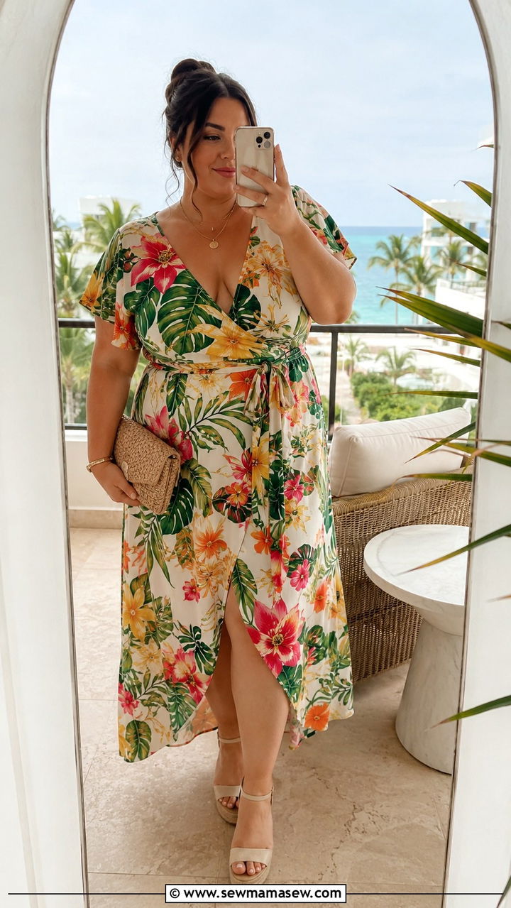 Plus Size Wrap Dress Vacation Outfit - 25 Vacation outfits for plus size