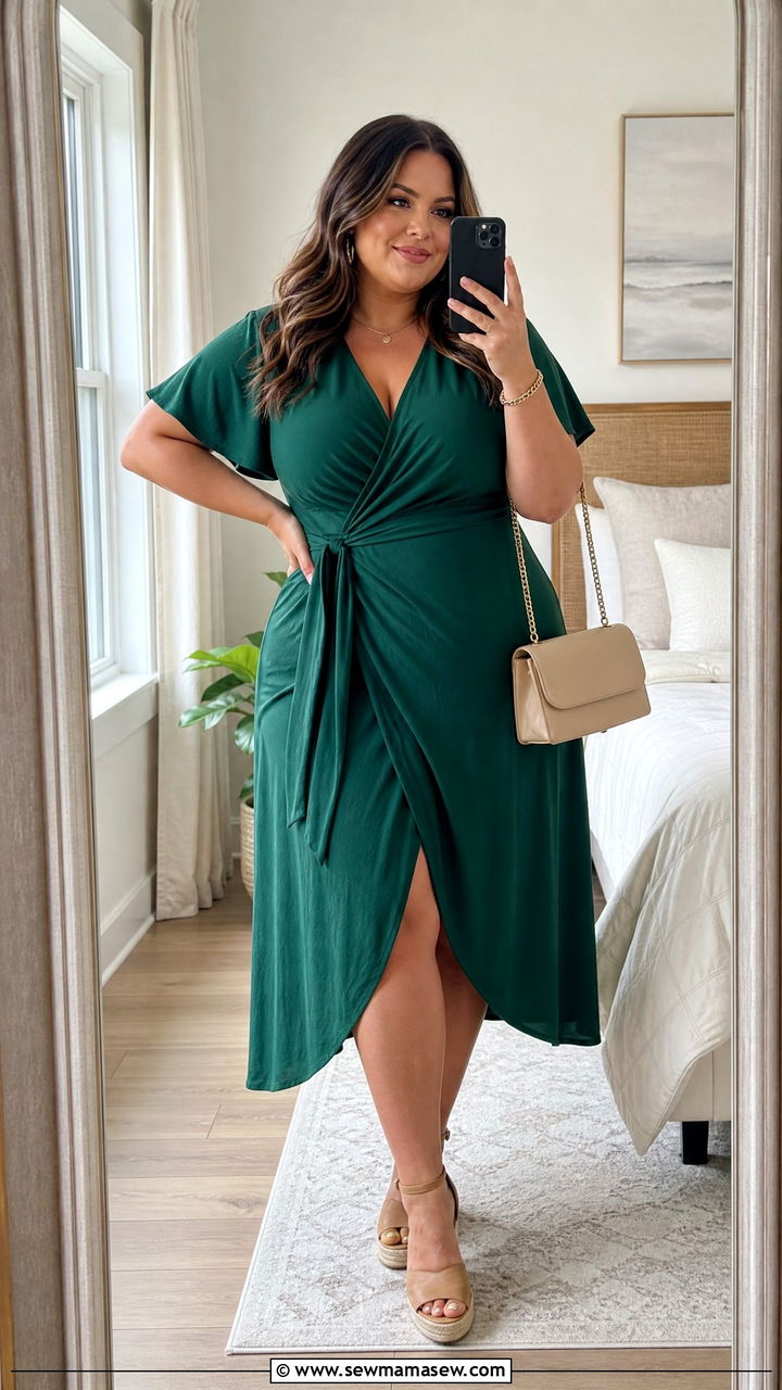 Plus Size Wrap Dress Wedding Guest Outfit - 30 plus size summer wedding guest outfit ideas