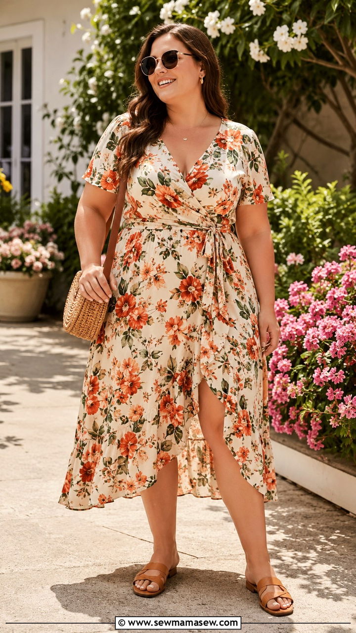 Plus Size Wrap Dress With Sandals Outfit - 25 Plus size capsule wardrobe 2026