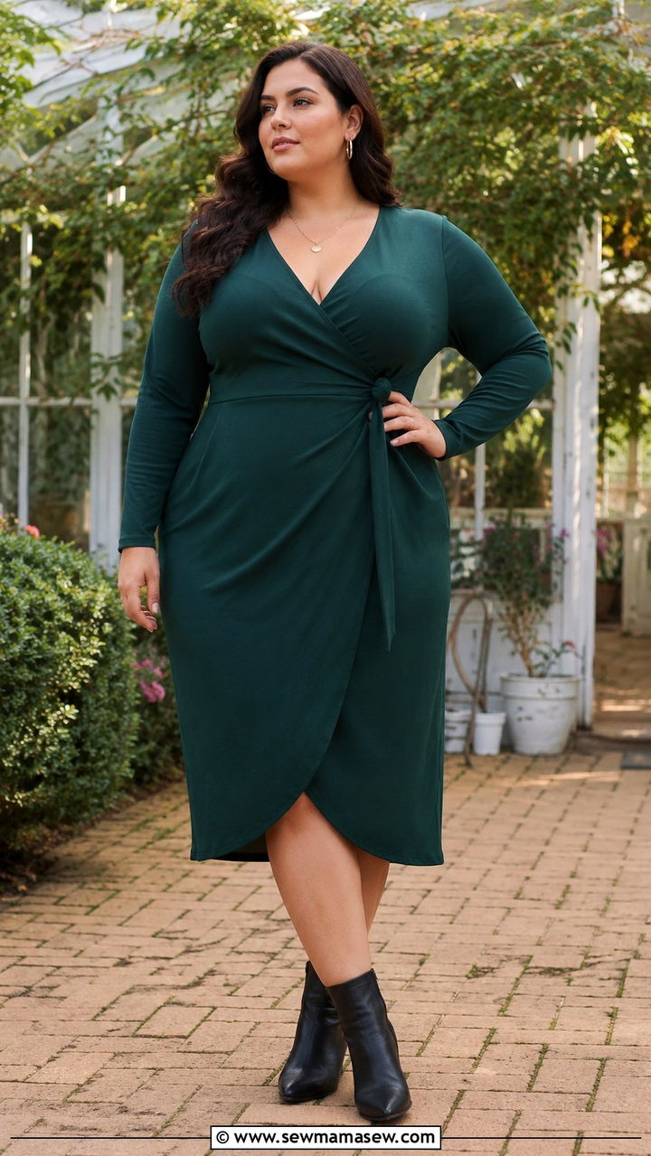 Plus Size Wrap Dress and Ankle Boots Outfit - 25 Photoshoot outfits for plus size