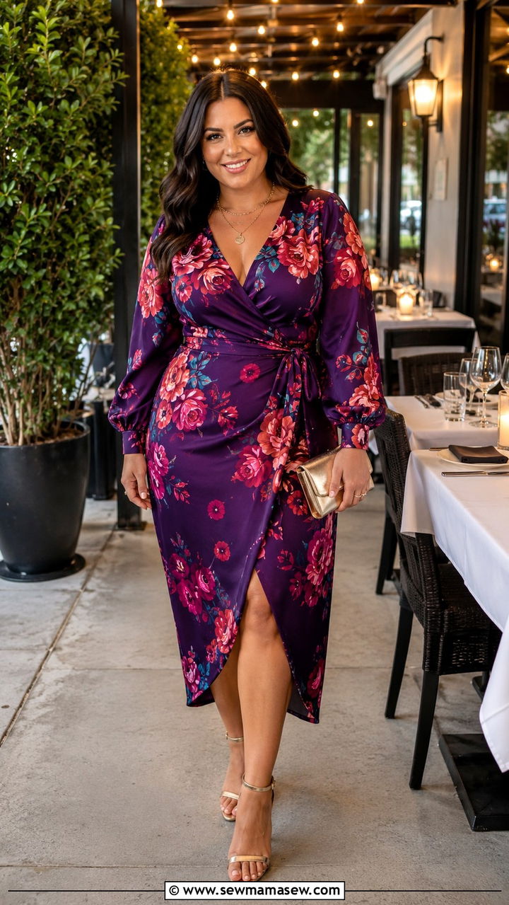 Plus Size Wrap Dress with Heels Outfit - 25 Plus size outfit ideas for 12-14