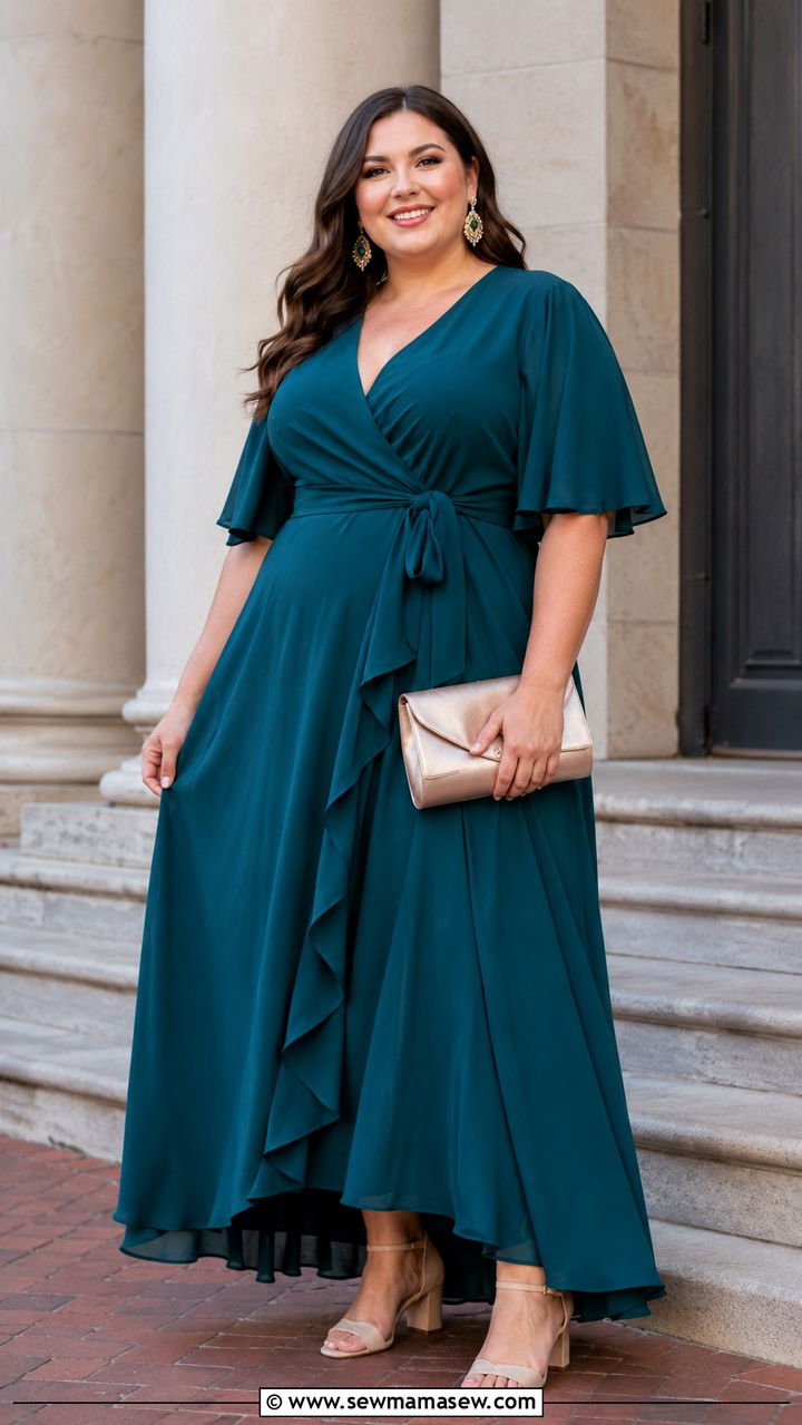 Plus Size Wrap Maxi Dress - 30 modest graduation outfit ideas
