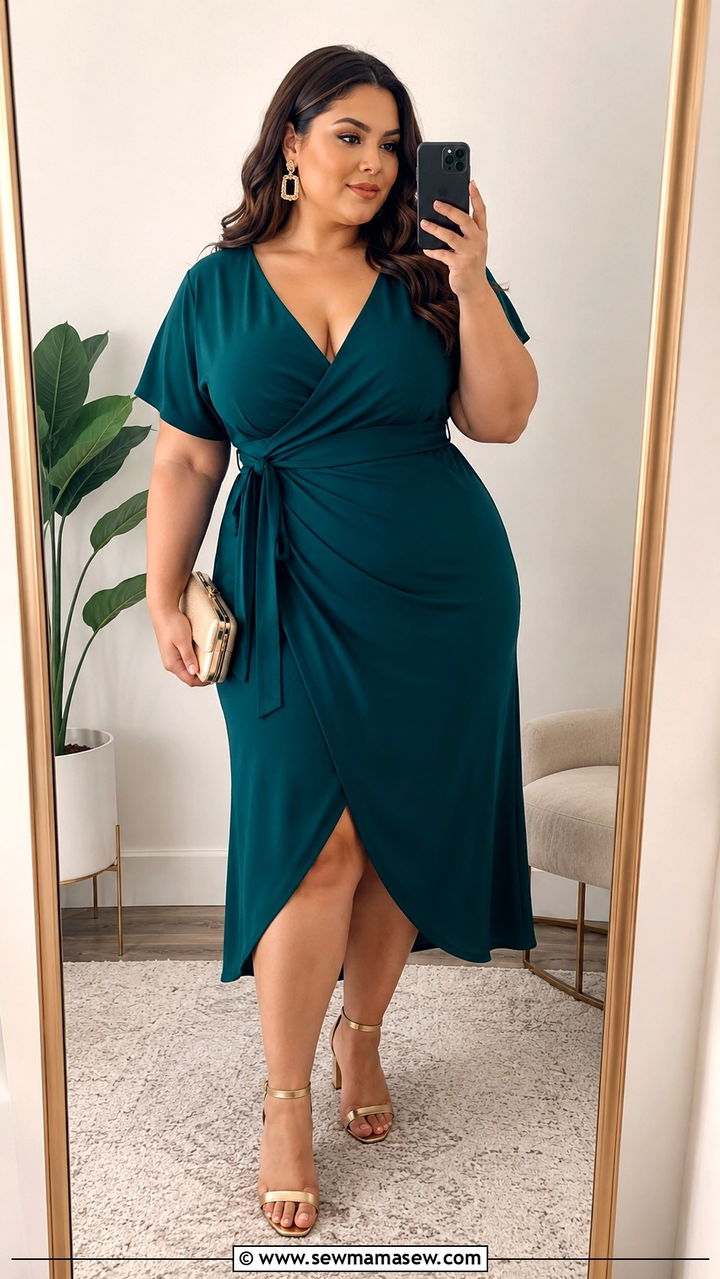 Plus Size Wrap Midi Dress For Size 26 - 25 Plus size outfit ideas size 26