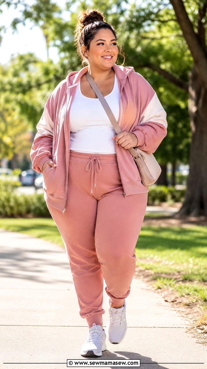 Plus Size Zip Up Hoodie and Joggers - 30 Plus size loungewear outfits
