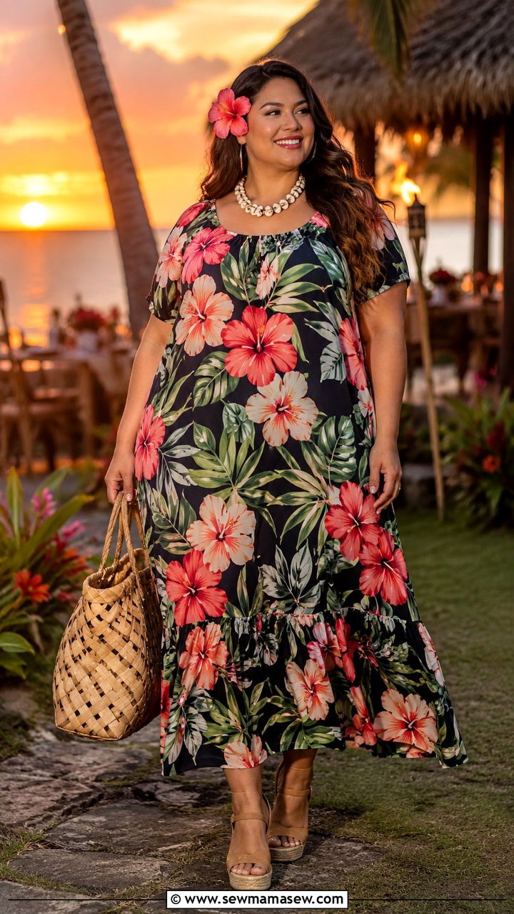 Plus size Hawaiian dress - 30 Plus size vacation outfit ideas