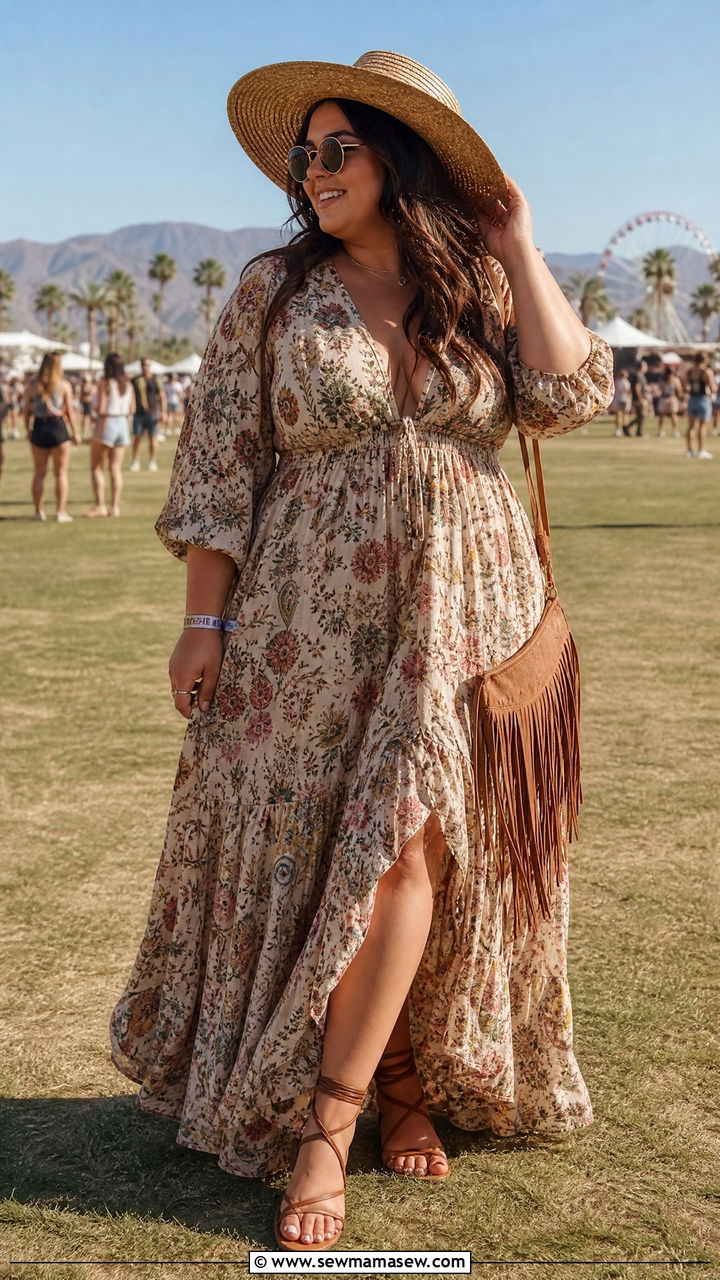 Plus size boho maxi dress festival outfit - 25 Festival outfit ideas plus size