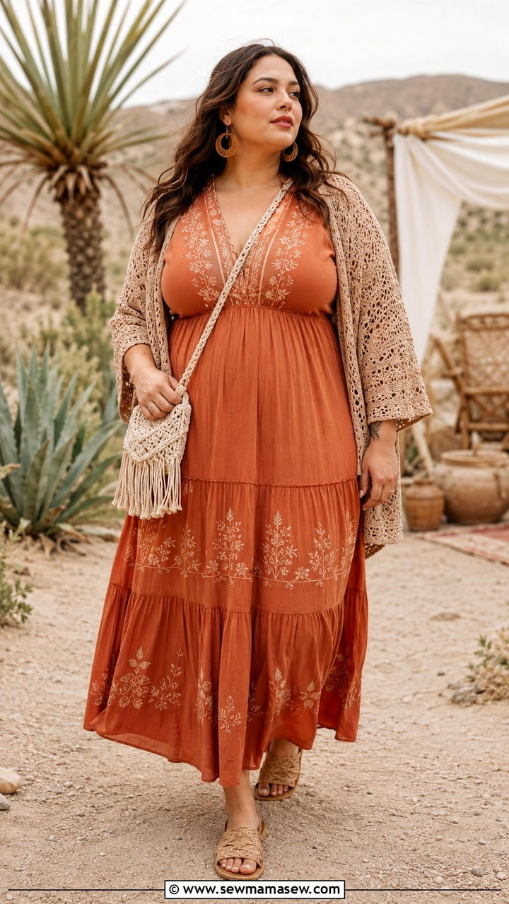 Plus size boho maxi dress - 30 Plus size vacation outfit ideas