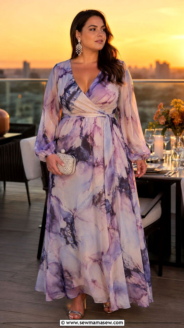 Plus size chiffon maxi dress - 30 Plus size vacation outfit ideas