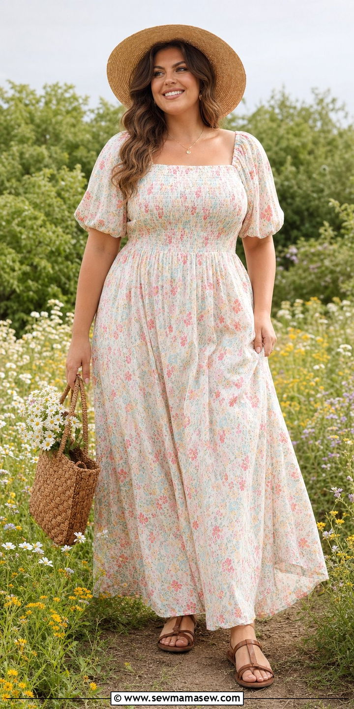 Plus size cottagecore floral maxi dress outfit - 25 Cottagecore outfits plus size