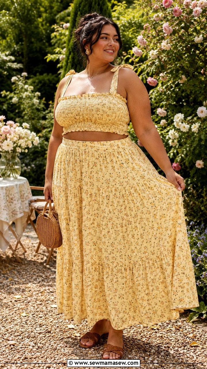Plus size cottagecore two piece set outfit - 25 Plus size outfit ideas cottagecore
