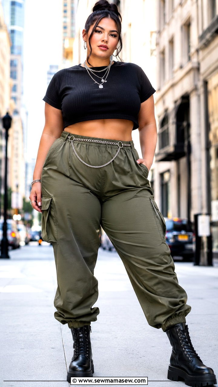 Plus size crop top and cargo pants - 25 Athleisure outfit ideas plus size