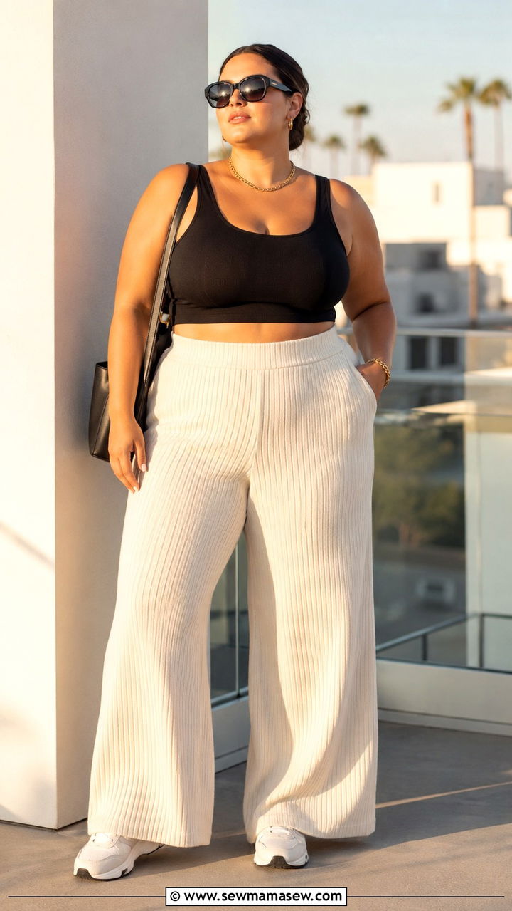 Plus size cropped tank with wide leg pants - 25 Athleisure outfit ideas plus size