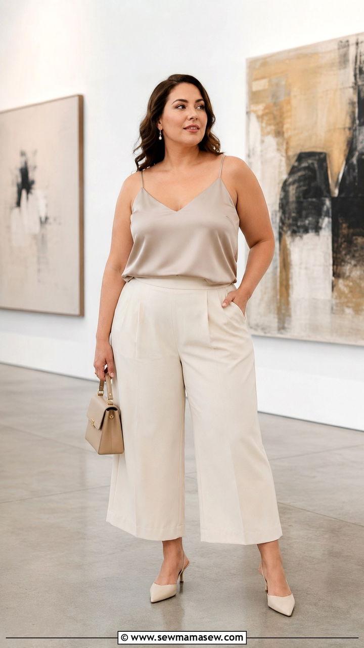 Plus size cropped trousers outfit - 30 Plus size vacation outfit ideas
