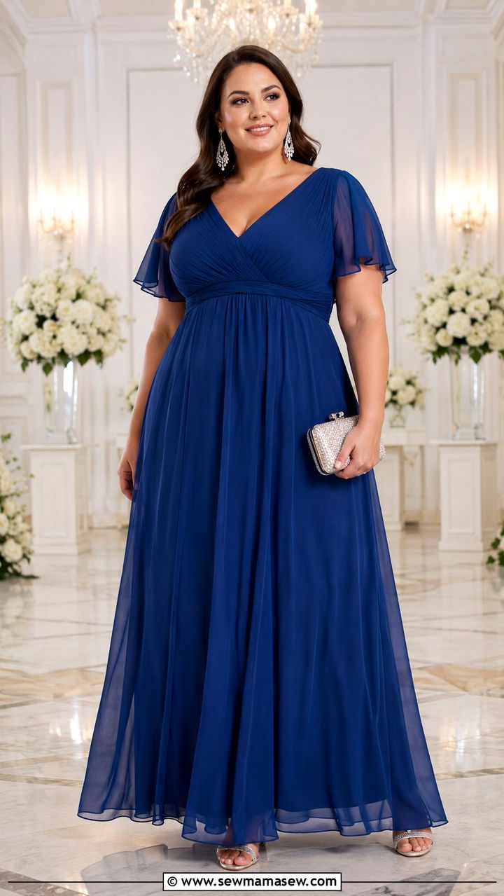 Plus size empire waist chiffon gown for wedding - 30 Plus size wedding guest outfits summer