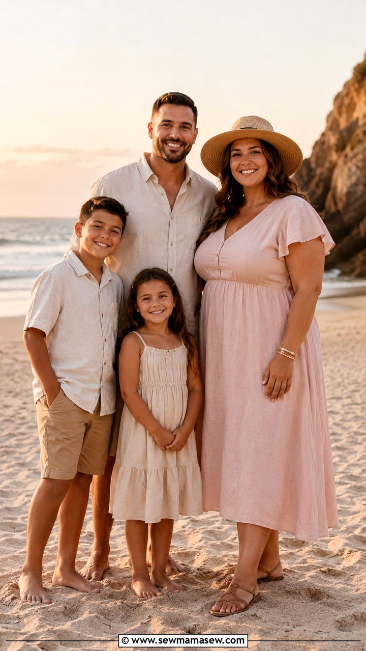 Plus size family photo outfit for summer with linen dress - 30 Plus size family photo outfit ideas