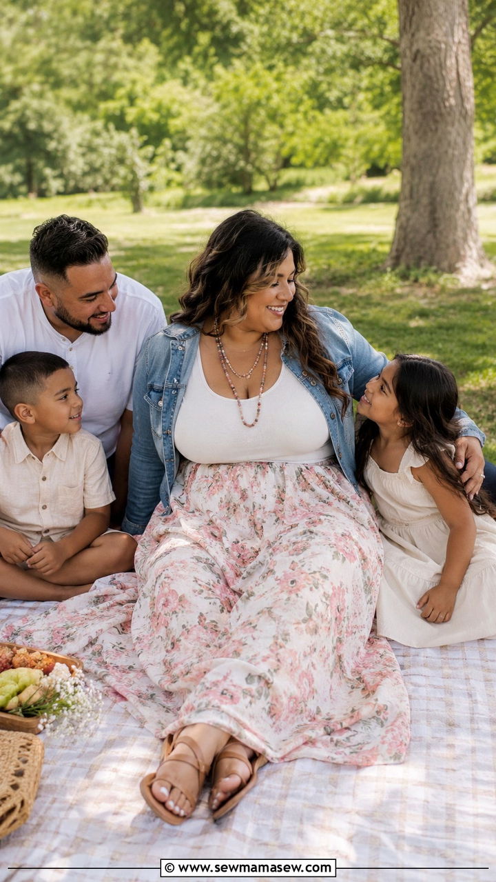 Plus size family photo outfit for summer with maxi skirt and tank - 30 Plus size family photo outfit ideas