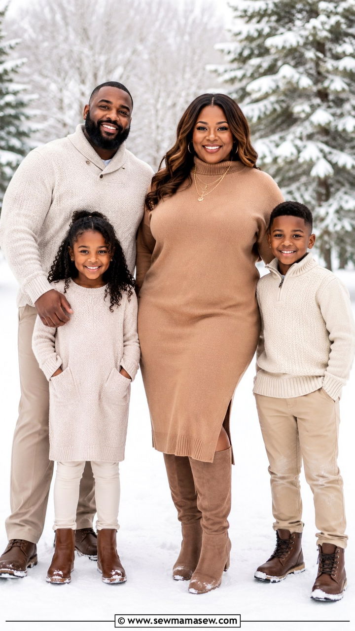 Plus size family photo outfit for winter with sweater dress - 30 Plus size family photo outfit ideas