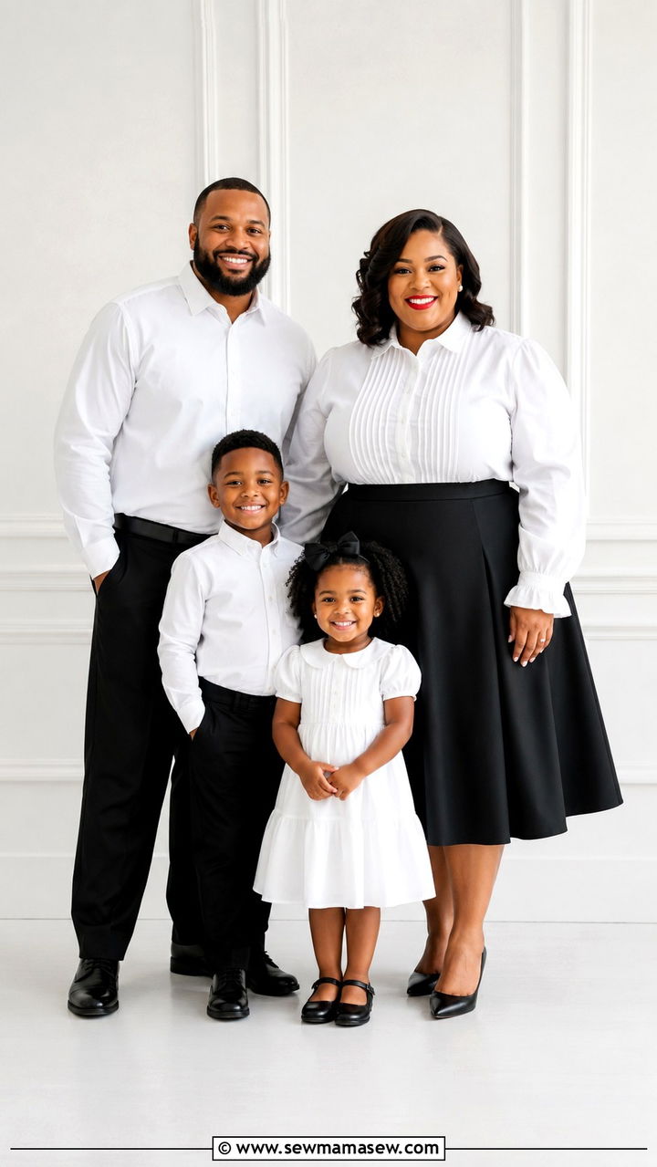 Plus size family photo outfit in black and white - 30 Plus size family photo outfit ideas
