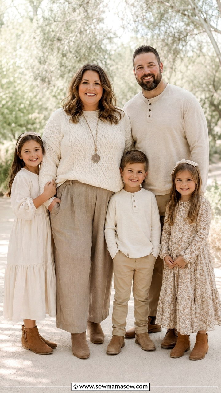 Plus size family photo outfit in neutral tones - 30 Plus size family photo outfit ideas