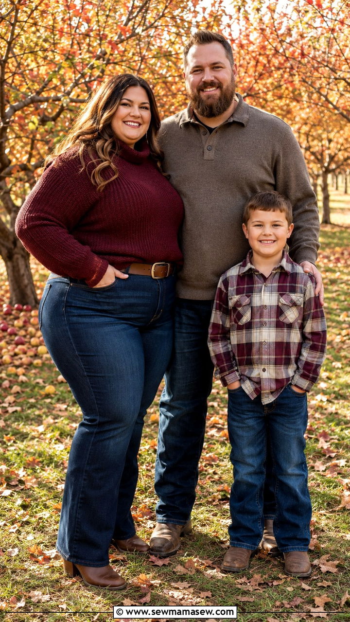 Plus size family photo outfit with bootcut jeans - 30 Plus size family photo outfit ideas