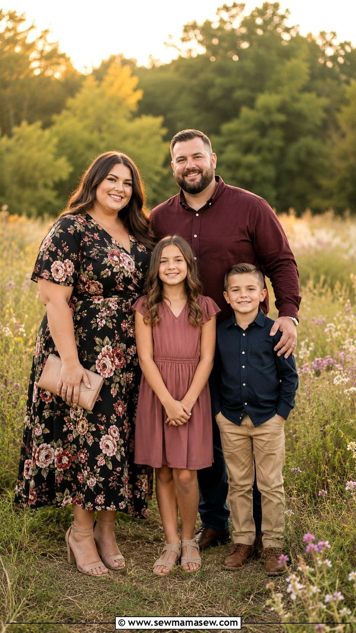 Plus size family photo outfit with floral print - 30 Plus size family photo outfit ideas