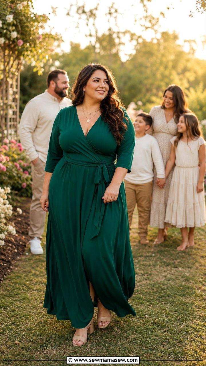 Plus size family photo outfit with maxi dress - 30 Plus size family photo outfit ideas