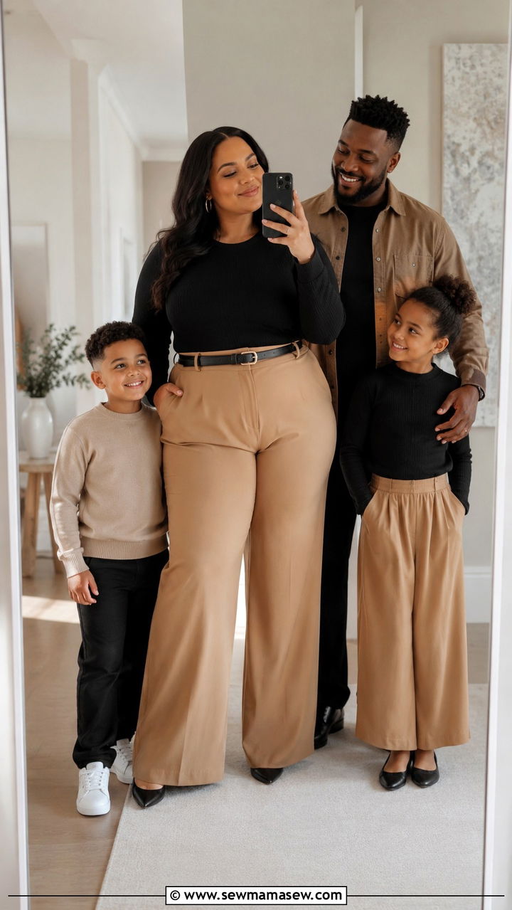 Plus size family photo outfit with wide leg trousers - 30 Plus size family photo outfit ideas