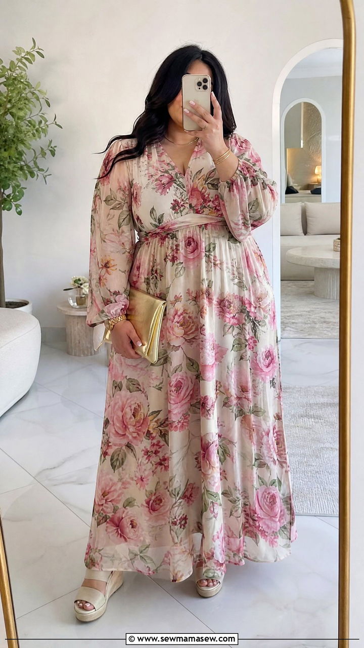 Plus size floral print maxi dress - 25 Iftar party outfit ideas