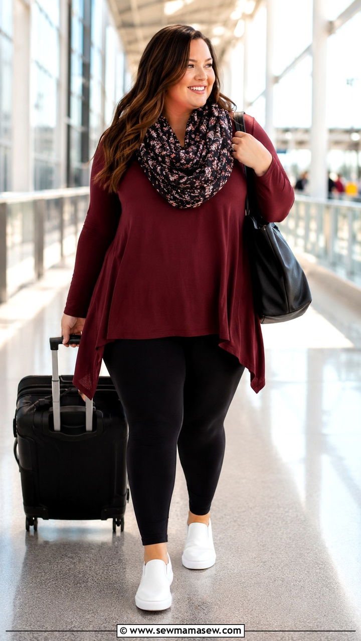 Plus size flowy tunic with leggings - 30 Plus size outfit ideas for airport