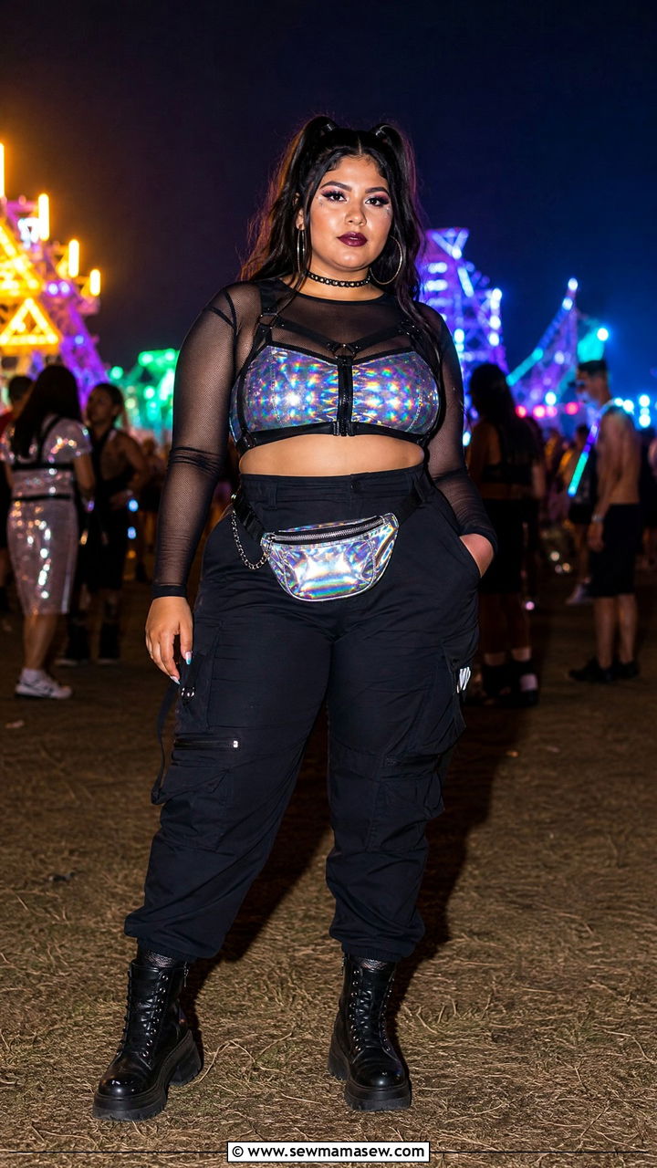 Plus size holographic rave outfit - 25 Festival outfit ideas plus size