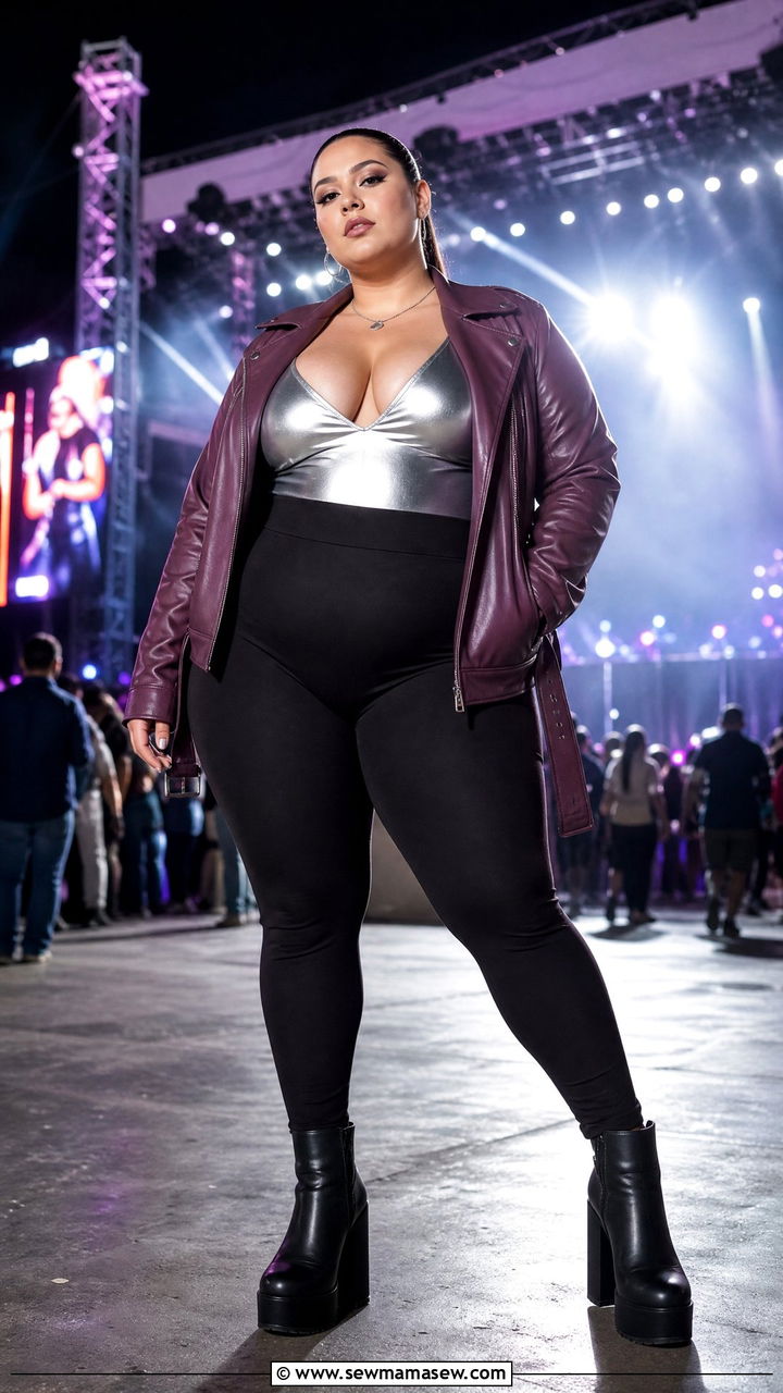 Plus size metallic bodysuit festival look - 25 Festival outfit ideas plus size
