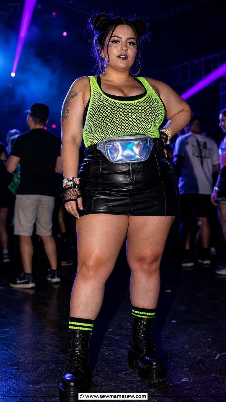 Plus size neon mesh rave outfit - 25 Festival outfit ideas plus size